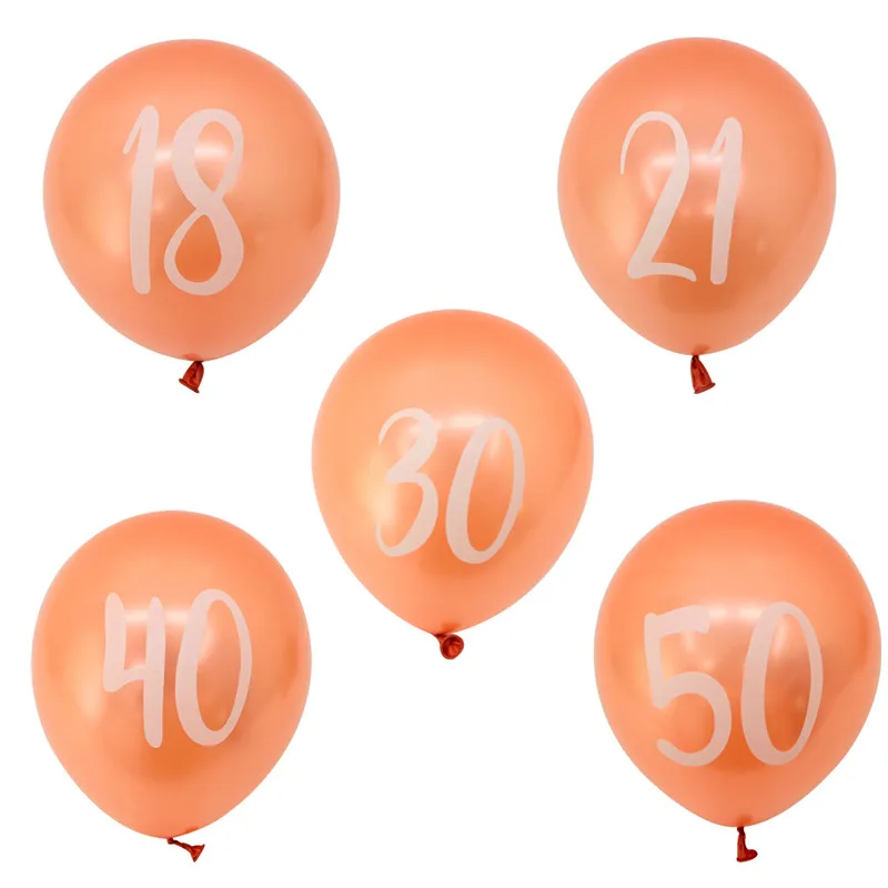 10 шт. 12 дюймов розово-золотые латексные шары розовое золото 30 40 50 60 70 лет с днем рождения украшения для взрослых фольга Гелиевый шар