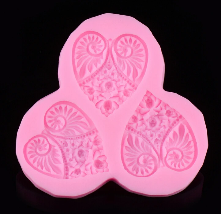 3 P сердце любовь с печатью цветок силиконовые формы fondant украшения торта