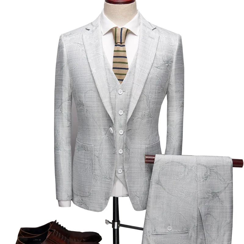 

Men's Boutique Korean Business Casual Terno Masculino Slim Fit Floral Suit Trajes De Hombre 2019