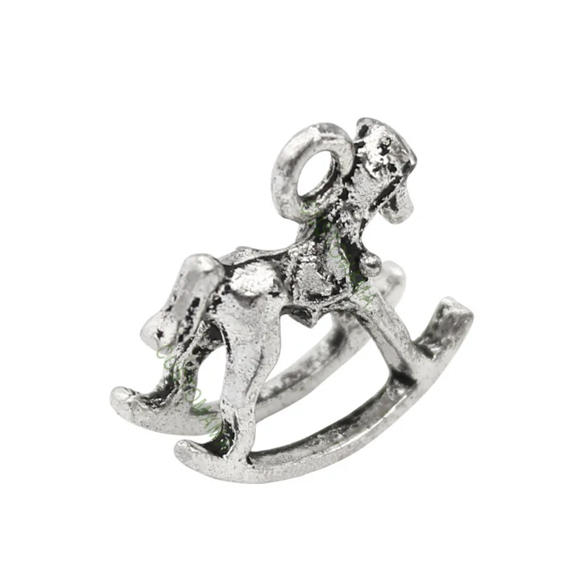 

70pcs- Antique Tibetan Silver Rocking Horse Charm Pendant 16x16mm
