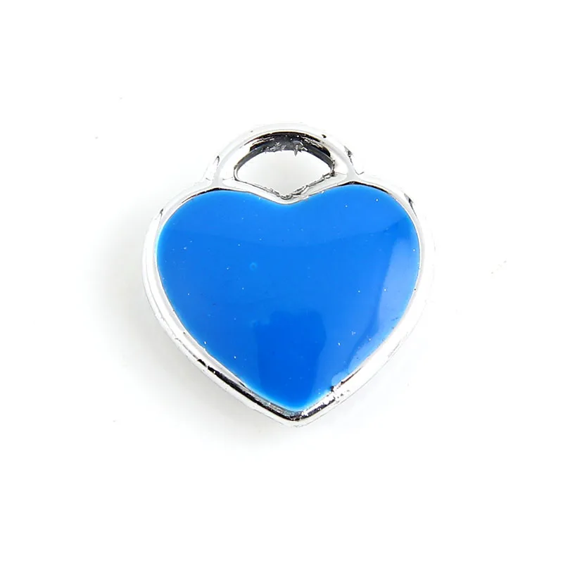 10 шт. подвески в форме сердца с эмалью серебристые бусины из сплава покрытием