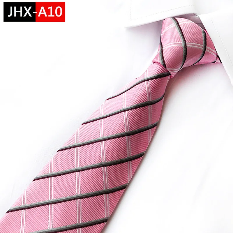 Мужской галстук, шелковые галстуки в полоску, классический розовый, черный жаккардовый галстук, галстук для свадебного костюма, деловые гал...