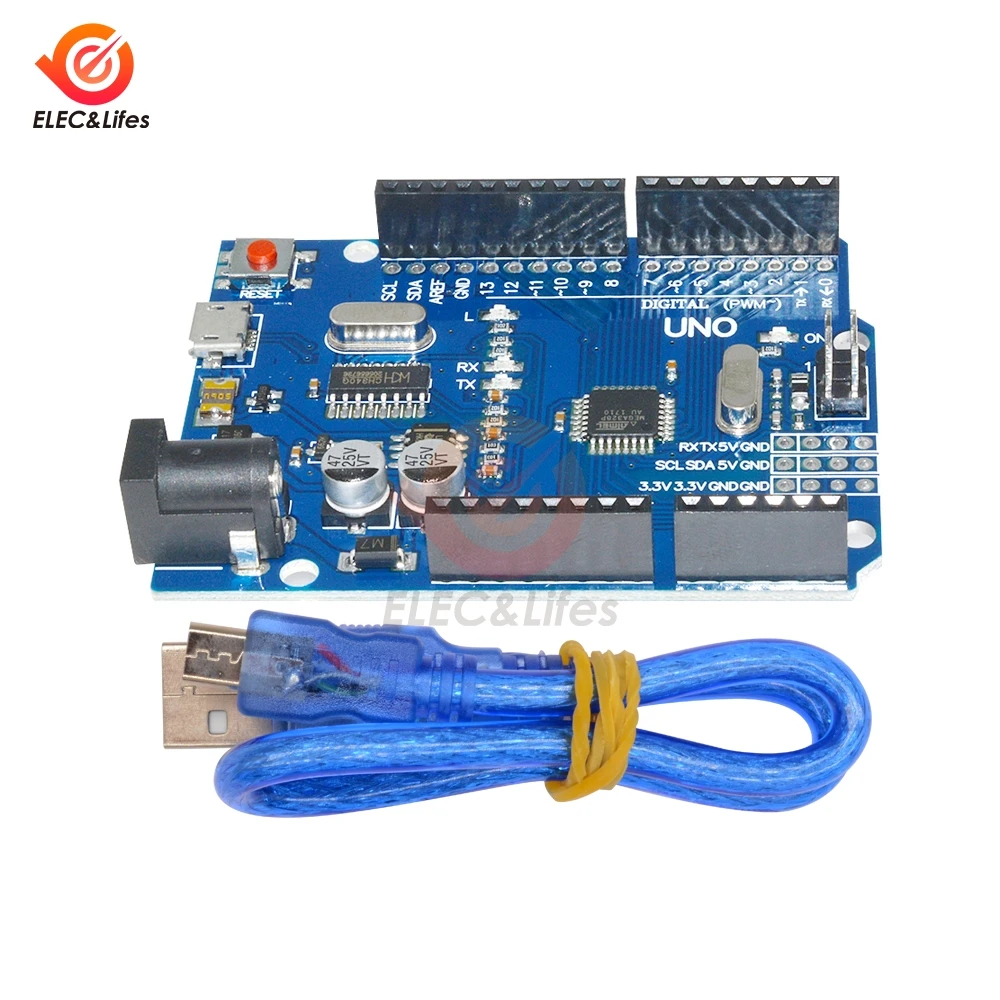 Микроконтроллер для Arduino UNO R3 ATmega328P CH340G CH340 микроконтроллер сделай сам с USB кабелем
