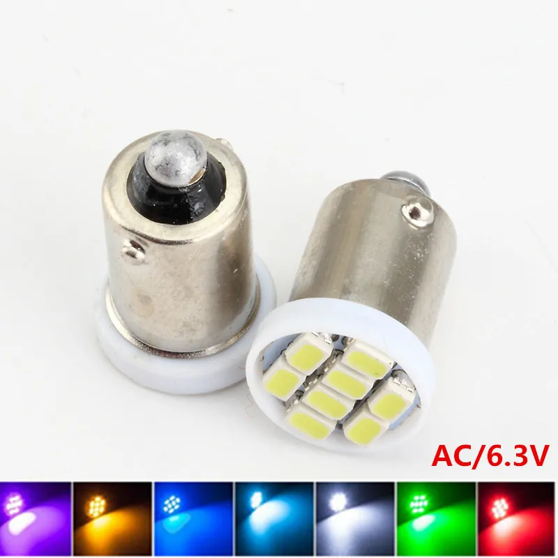 100 шт. Ba9s 44 47 T11 T4W байонет AC 6 V/6 3 V 1206 3020 8SMD LED пинбол машина лампа без привидения/анти