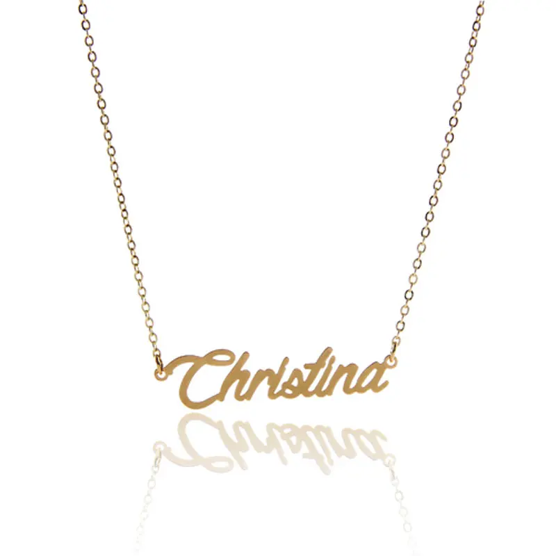 Золотой цвет имя Кристина табличка ожерелье женщин кулон из нержавеющей стали