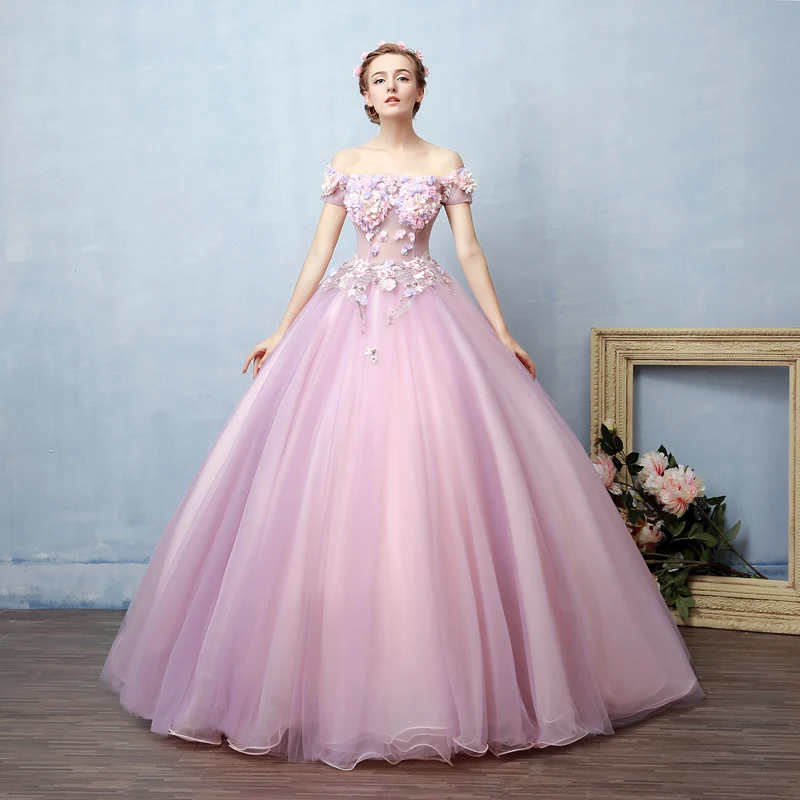 Ruthshen Фея пышное платье ручной работы 3D цветы розовый бальное Illusion Vestido дебютантка