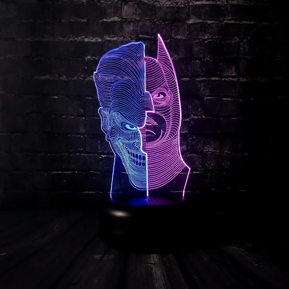 Творческий два лица человек 3D Illushion светодиодный ночник акрил Новинка освещение детский стол лампа для дня рождения подарок на Рождество