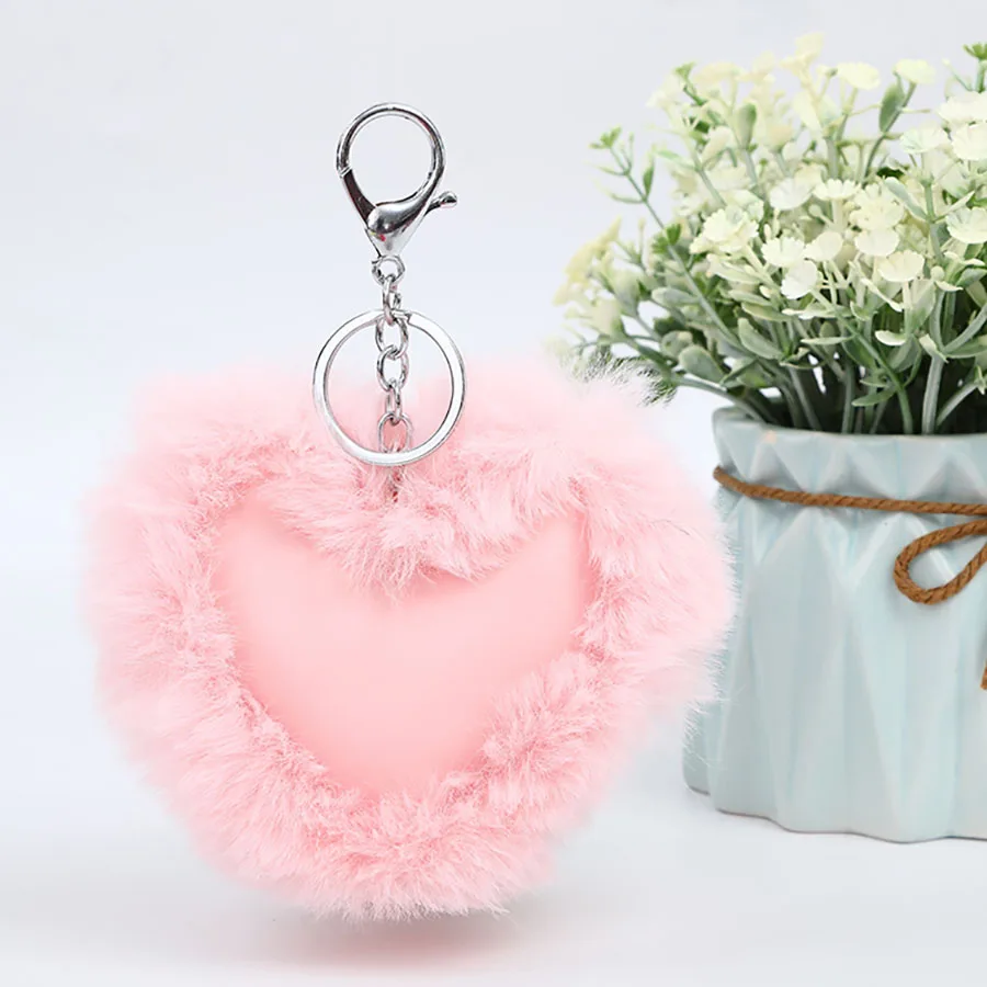1pc Fashion Love Heart Shaped Plush Keychain Pendant Women PU Car Bag Key Ring Toys K0004 | Украшения и аксессуары