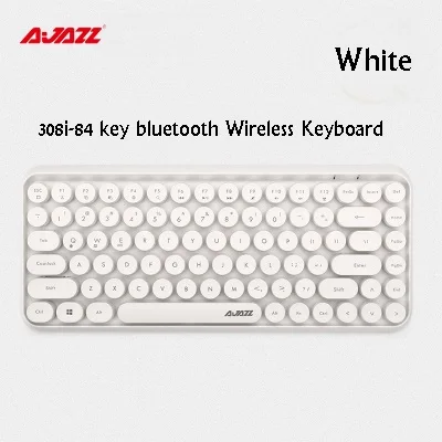 Белый Ajazz 308i мульти-устройство СТИМ панк ретро круглый колпачок Универсальная Bluetooth беспроводная клавиатура для телефона, планшета, ноутбука - Цвет: Белый