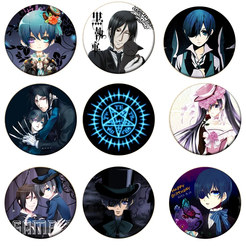 1 шт. значок косплея черного дворецкого Сиэль брошка мультфильм значки Себастьян