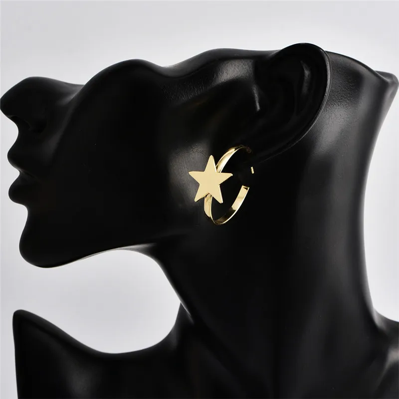 1 пара простая Золотая Звезда серебряного цвета серьги кольца для женщин