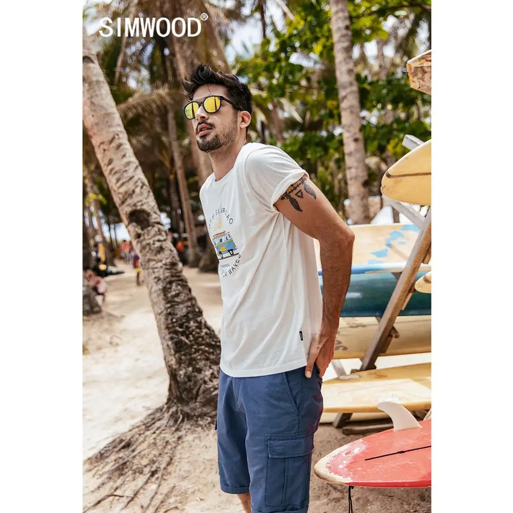 Мужская футболка SIMWOOD летняя из 100% хлопка с принтом в виде забавных мультфильмов