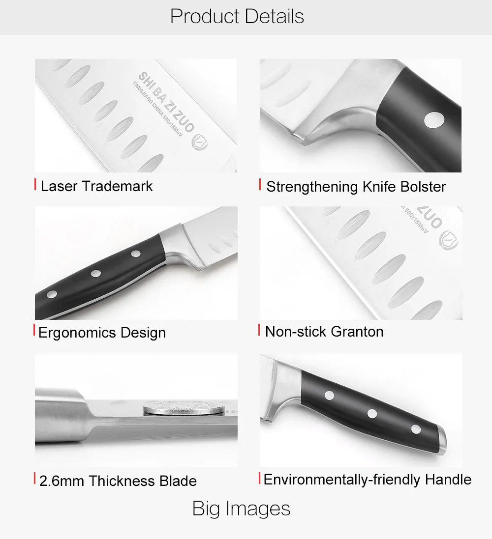 SHI BA ZI ZUO SL520-Q кухонный нож Santoku 50Cr15MoV из нержавеющей стали ABS Ручка из литой стали Очень рекомендуем превосходный нож