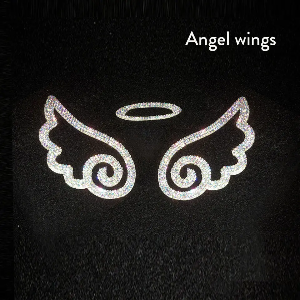 Angel wings Различные узоры кристаллических автомобильных наклеек s украшающие машины бампер окна ноутбуки багаж Стразы наклейки белые Авто Assessoires - Название цвета: Angel wings