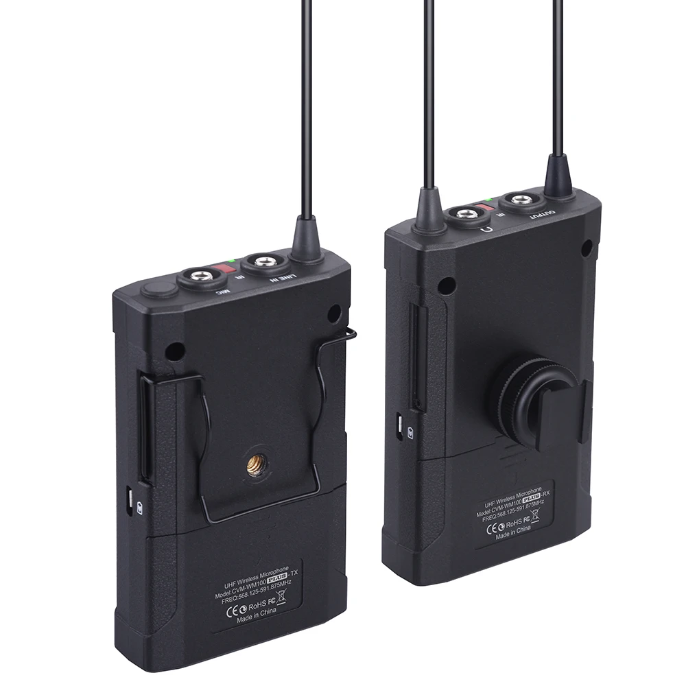 CoMica CVM-WM100 PLUS UHF 48-Channels Mono/Stereo Real-Time Monitoring Wireless Microphone with Dual-Transmitter and One Receive |