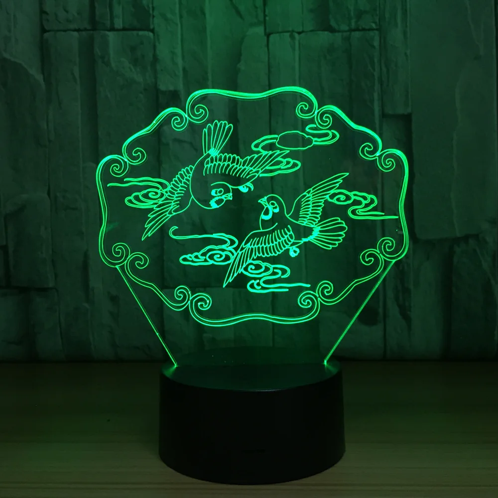 Мандаринки 3D светодиодный Иллюзия ночной Светильник животных USB красочная