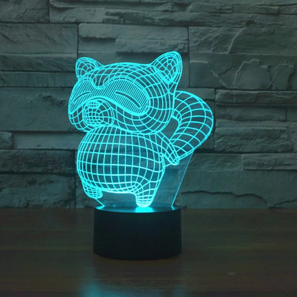 Енот творческий 3D светодио дный красочные led Vision подарок атмосфера настольная