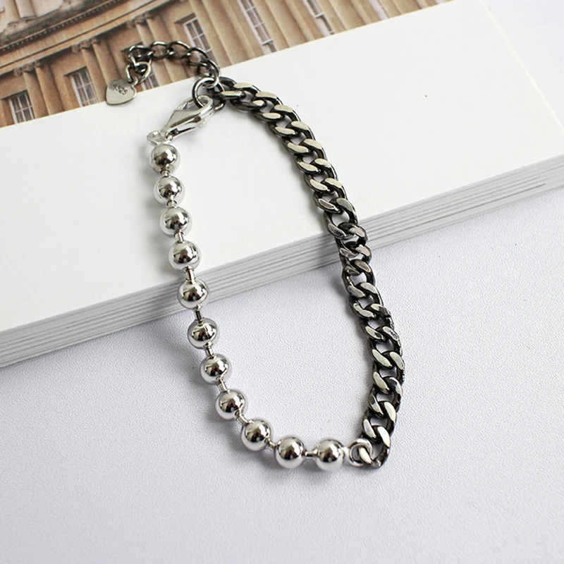 

925 Sterling Silver Bracelet Vintage Bead Chain Female Link Chain Bracelet for Women Wedding Fine Jewelry 2019 WDB018