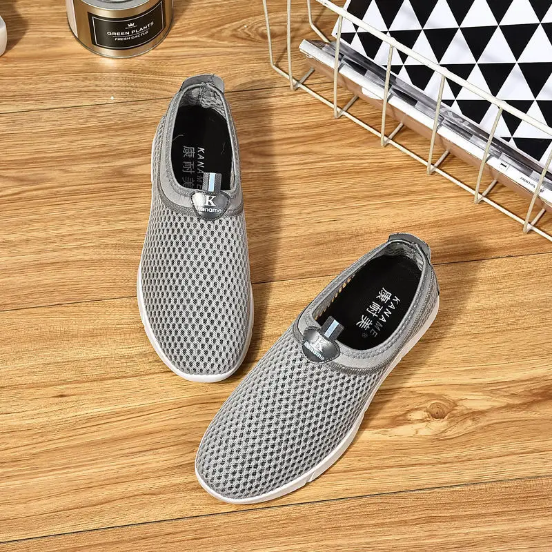 2019 New Sneakers Men's Summer Plus Size 35-46 Comfortable Casual Shoes Mesh Breathable Loafers Flats Footwear | Обувь