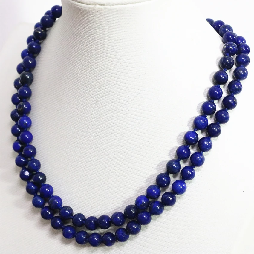 

Hoe sale natural Egyptian blue lapis lazuli stone round beads 8,10,12mm fashion elegant long chain necklace jewelry36inch B1484