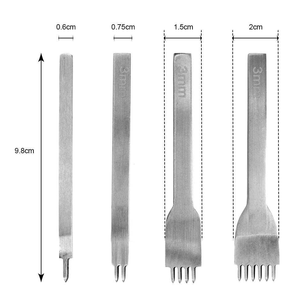 

DIYWORK 1 Piece Leather Craft DIY Tool 1/ 2 /4 /6 Prong Hole Punch Stainless Steel Rhombus Tooth Chisel Punch Tool Chisel