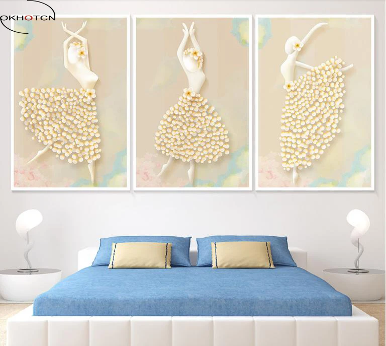 Без рамки 3 шт./компл. абстрактное Цветочное платье Фантастическая танцовщица