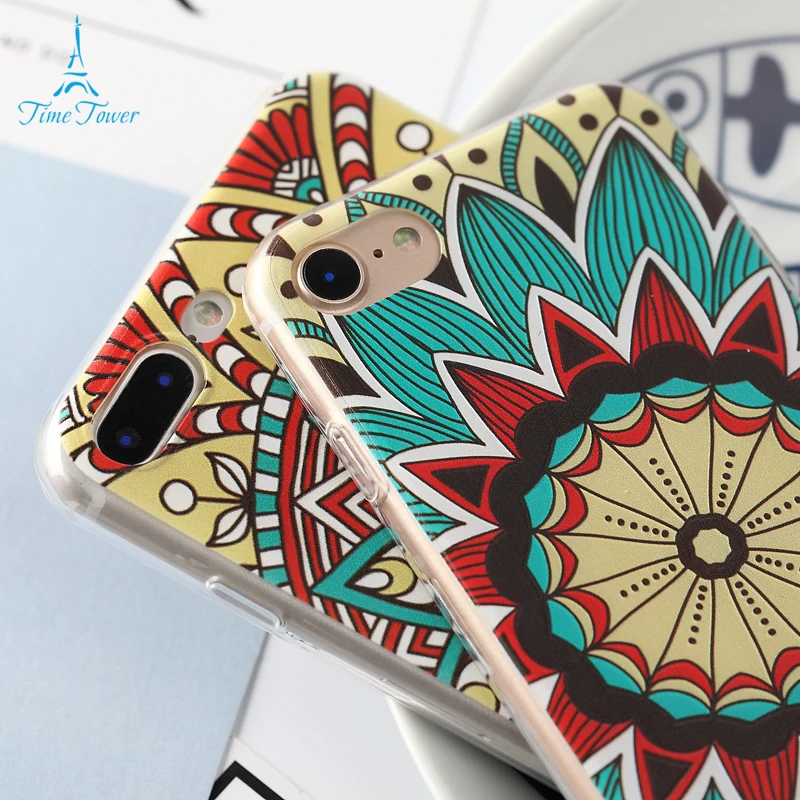Soft Silk Cover Classic Mandala Flower Fundas For Iphone 7 Plus Case Beautiful Datura Floral Phone Cases |