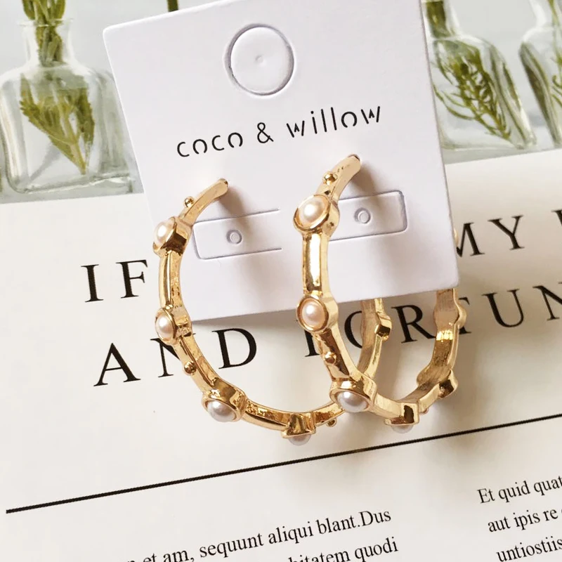 Coco & willow зеленый бисер детали массивные серьги-кольца классические серьги