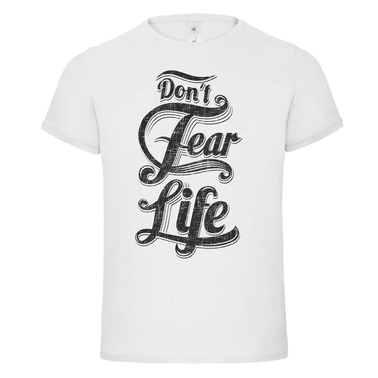 Новые футболки Забавные топы новинка унисекс FEAR LIFE типография цитата футболка с