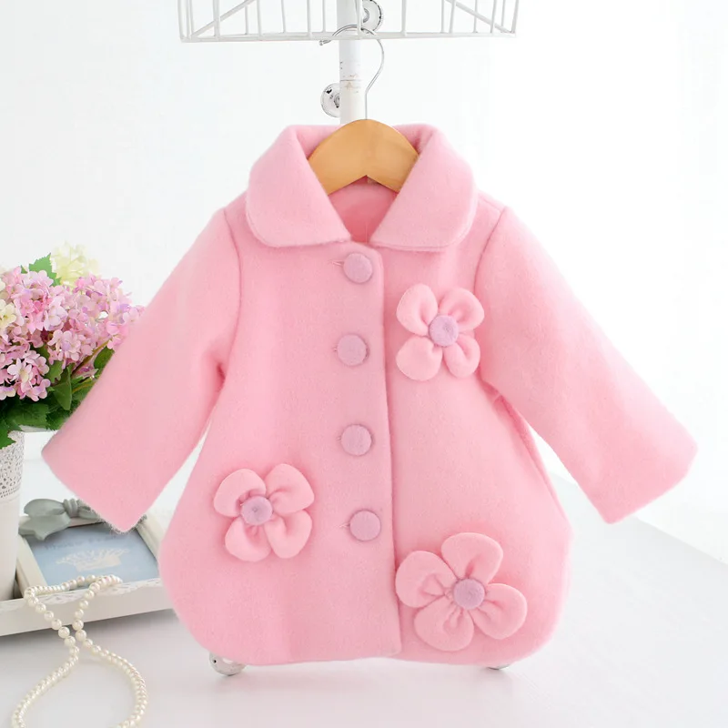 Пальто для маленьких девочек зима 2017 года однобортное детское шерстяное пальто с