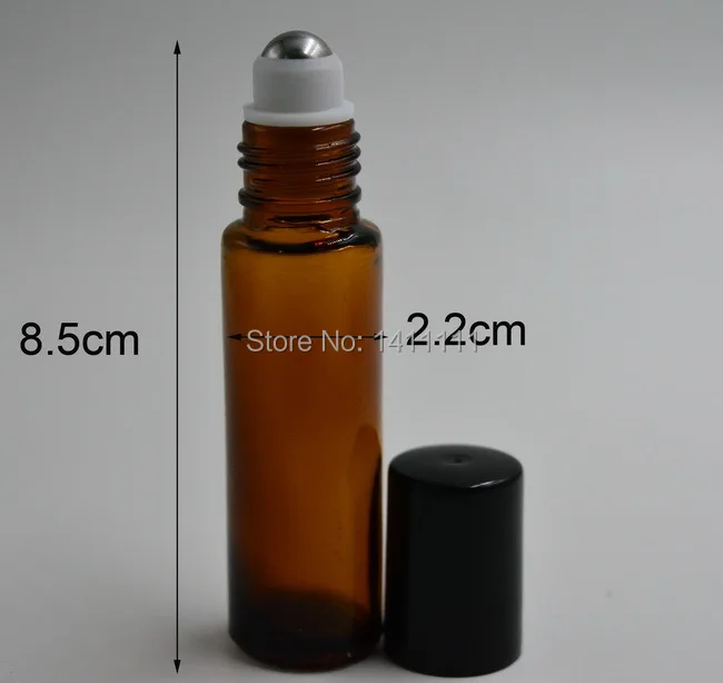 100pcs/lot 10ml (1/3oz) Thick Amber Glass Roll On Essential Oils Aromatherapy Perfume Bottles metal Roller Ball BY DHL Free Ship | Красота и
