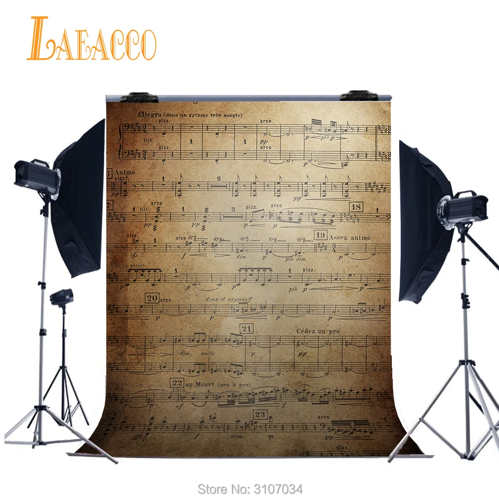 Фотофоны Laeacco для детской портретной съемки с изображением музыки на стене