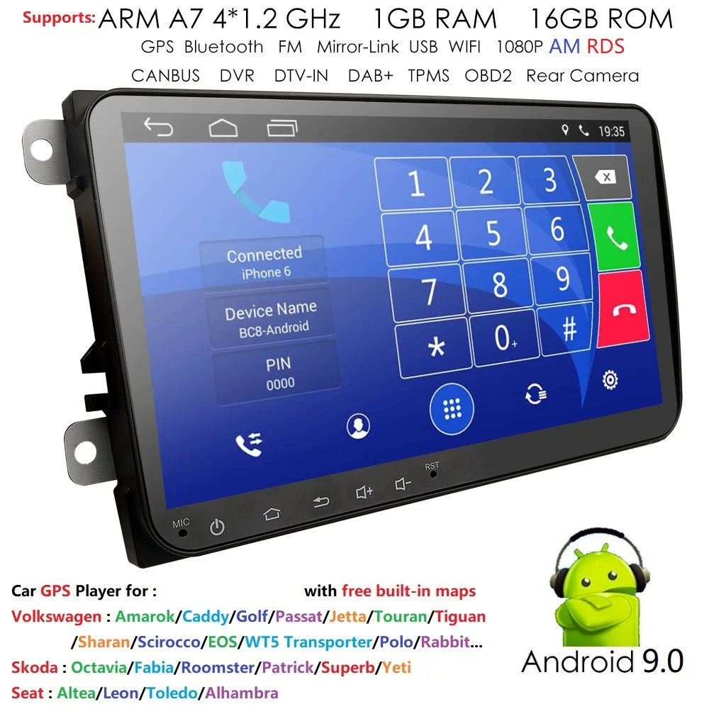 9 дюймов Android 8,1 Автомобиль Радио DVD gps для Skoda Rapid/Octavia/Yeti/Superb/VW Гольф 5 6 touran passat B6 jetta Polo Tiguan мультимедиа