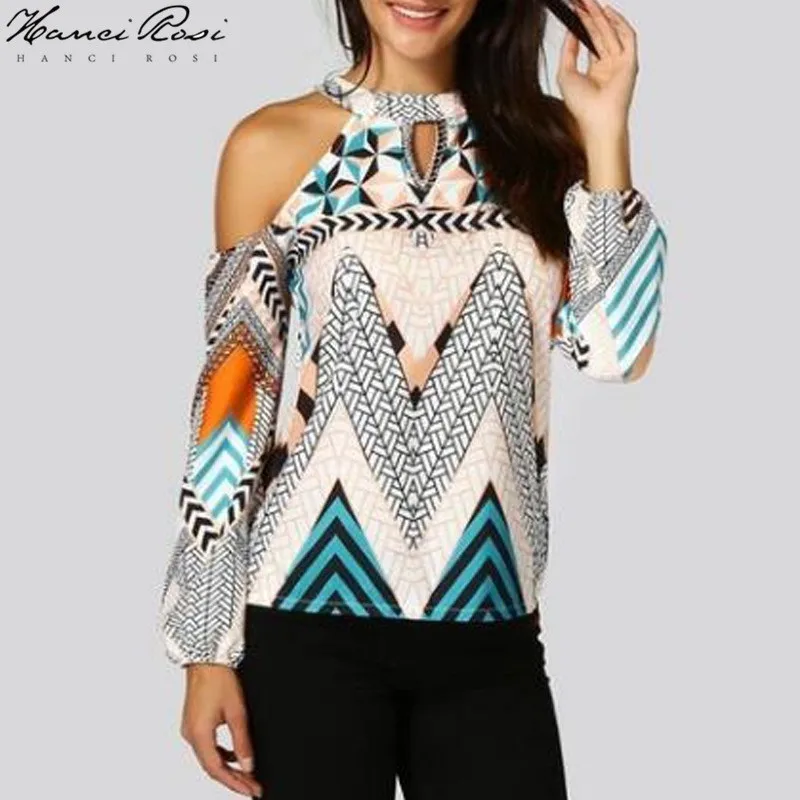 HANCI ROSI Womens Tops And Blouses Woman 2019 Dames Top Blouse Women Shirt Blusas Halter Collar Hollowout Loose Streetwear |