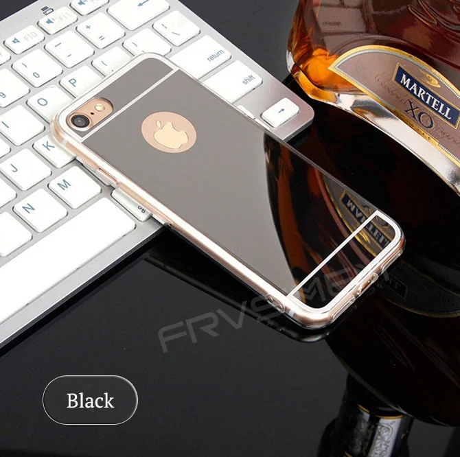 Силиконовый позолоченный зеркальный чехол для iPhone 7 6 6 S плюс 5 5S SE 8 X XS Max XR мягкий Прозрачная Обложка из полиуретана Чехлы для мобильных телефонов 7 плюс 8 - Цвет: Black