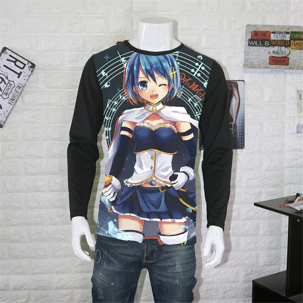 Косплей Аниме топы унисекс футболка Puella Magi Madoka Magica с коротким рукавом мультяшная
