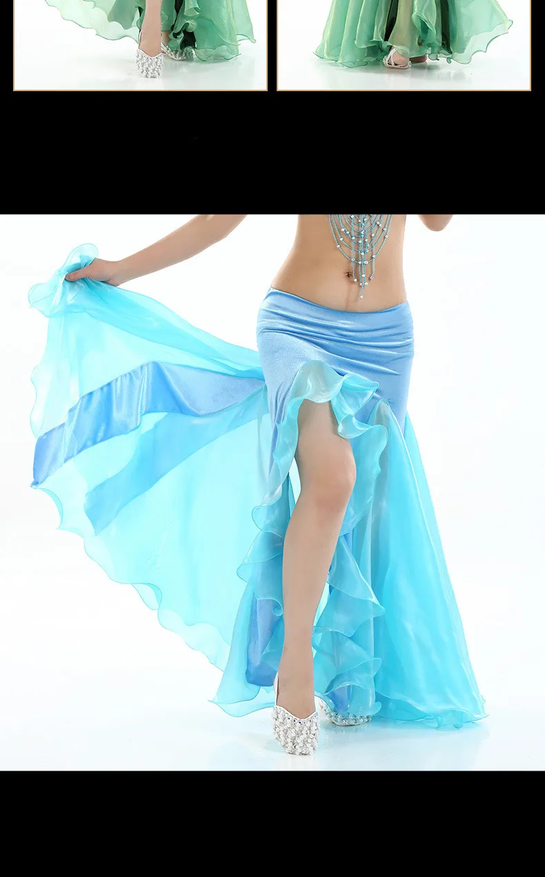 Для женщин живота Танцевальный Костюм Леди bellydancing юбка 2-слойная юбка из сетчатой ткани живота Танцы юбка производительность Танцы одежда