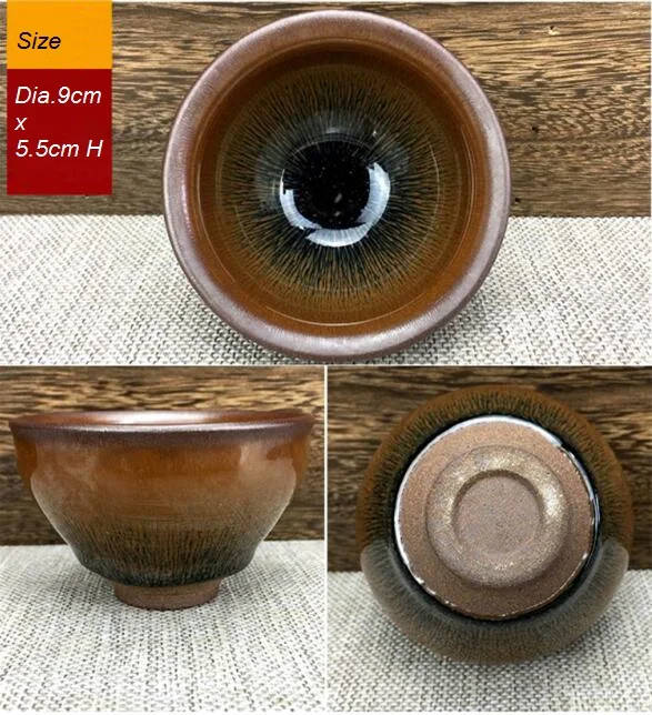 

Jianzhan Natural Ceramic Tea Cup Chinese Tenmoku Bowl Porcelain Fully Handmade 120ml 4.08oz for oolong tea,loose leaf tea etc