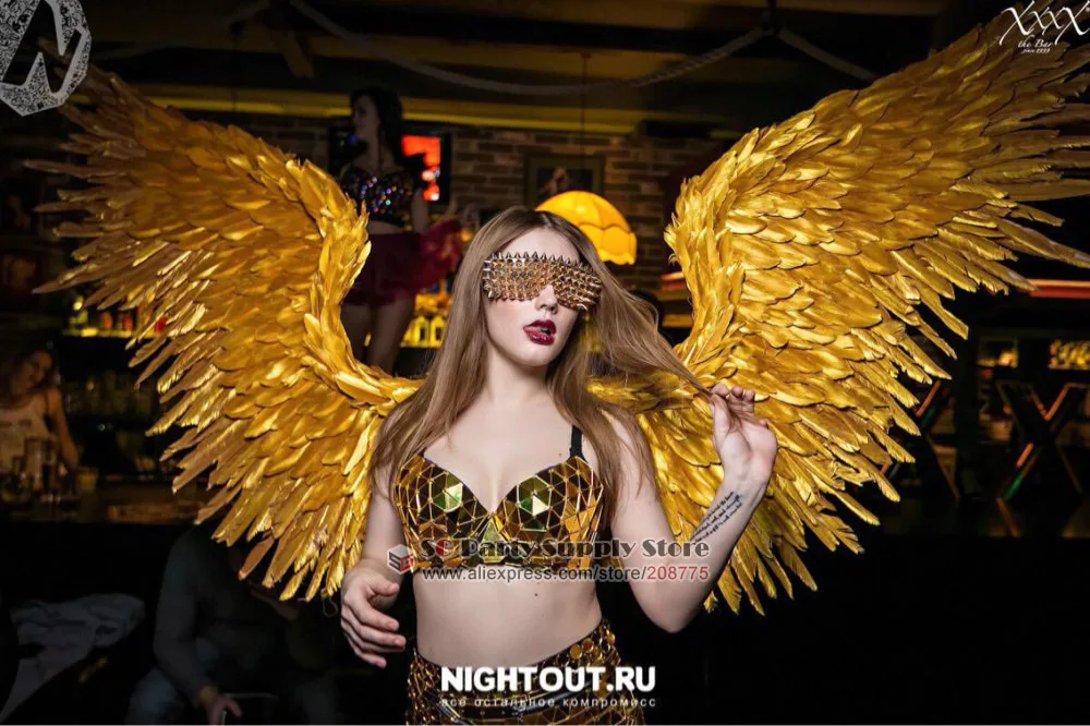 Новинка! Красивые золотые крылья ангела и пера для свадебной фотосъемки