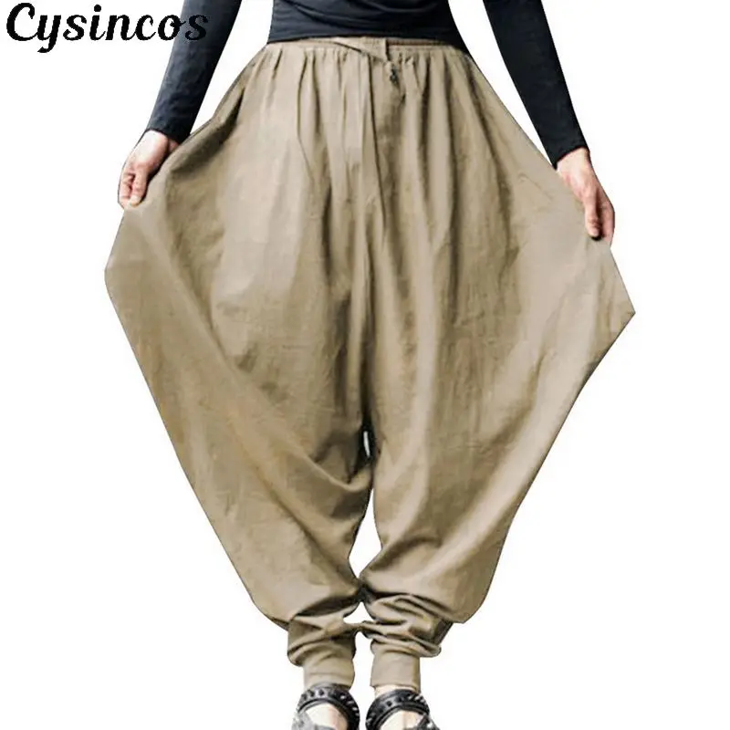 Мужские шаровары CYSINCOS повседневные в стиле хип хоп с драпировкой мешковатые