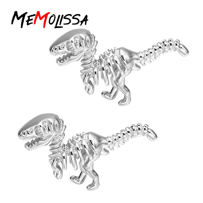 

MeMolissa Display Box Vintage 3D Dinosaur Skeleton Design Dinosaur cufflinks Color Men Jewelry Free Tag & Wipe Cloth