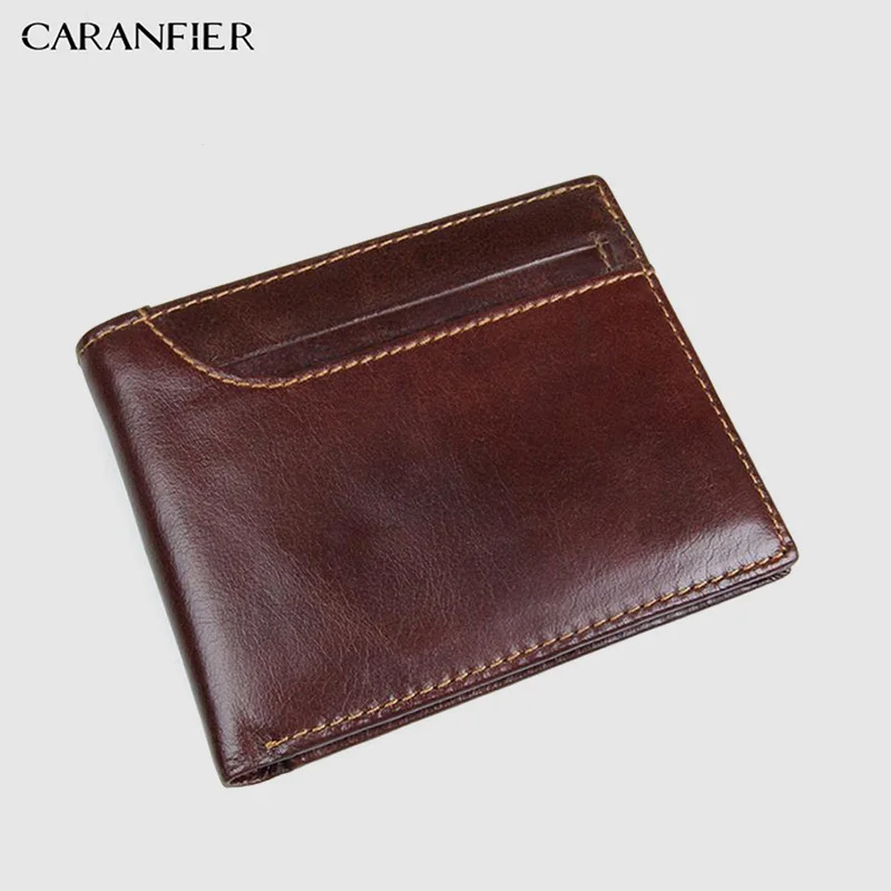 CARANFIER 100% Верхний слой из коровьей кожи мужские кошельки винтажный короткий