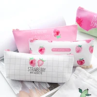 creative fashion fruit strawberry leather pencil case waterproof large capacity pencil bag storage bag for girl birthday present