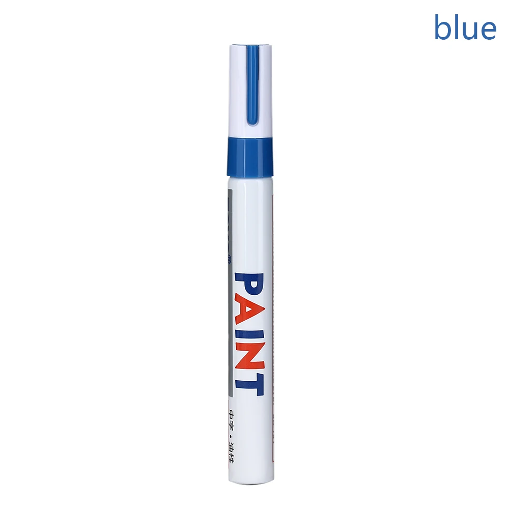 Blue 1 шт. красочный масляный маркер ручка для краски резина для шины Металл для стекла, дерева, камня Водонепроницаемая масляная ручка Школьный набор канцелярских принадлежностей - Цвет: Blue