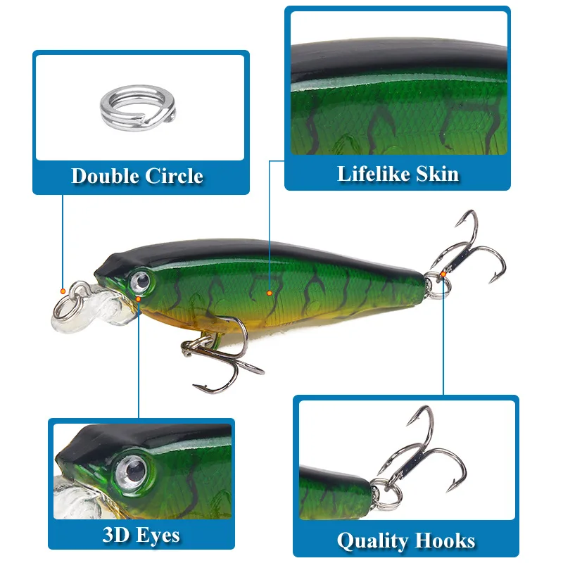 Оптовая продажа 10 шт./лот Лазерная гольян рыболовную приманку 80 мм 7 5 г плавающий