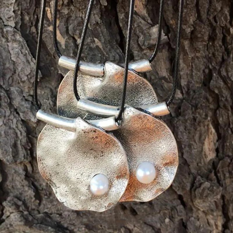 Винтажная подвеска с жемчугом ожерелье короткое из сплава геозоном длинной