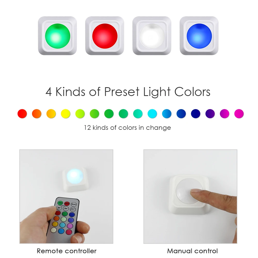 3 шт. светодиодные RGB-лампы для подсветки шкафа 12 цветов | Лампы и освещение