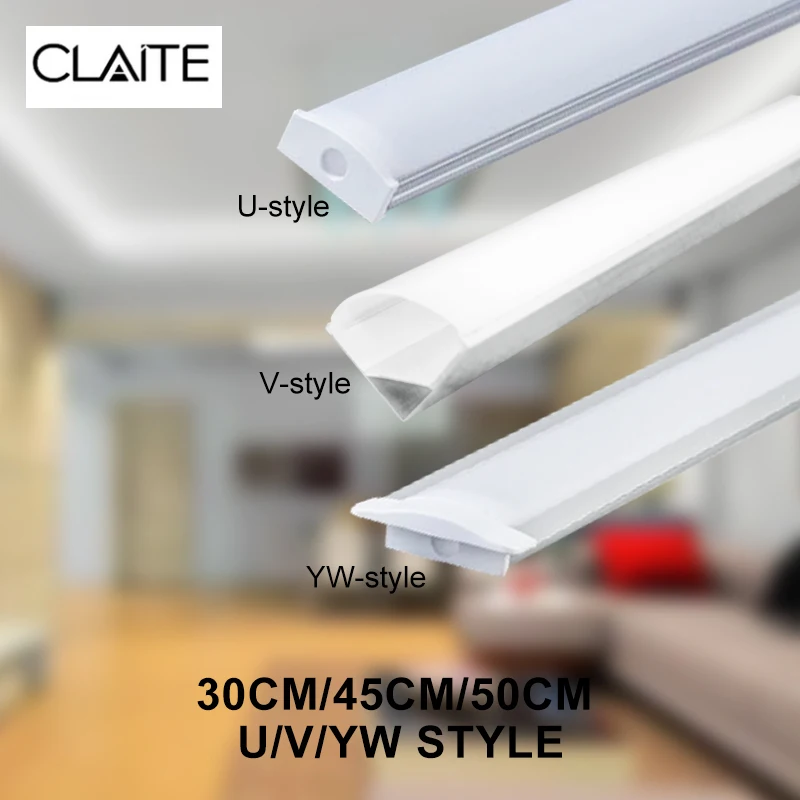 Алюминиевый трехканальный держатель для светодиодных лент CLAITE U V YW 30 см 45 50
