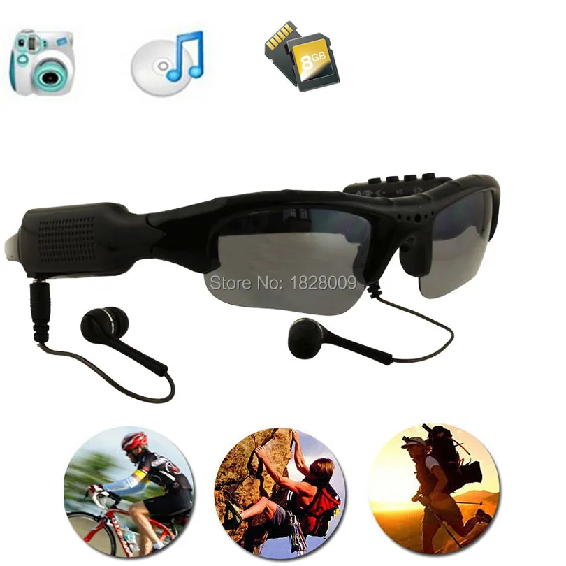 Eyewear Sunglasses Camera Support TF Card Music Video Recorder DVR DV MP3 Camcorder glasses with earphone | Электроника