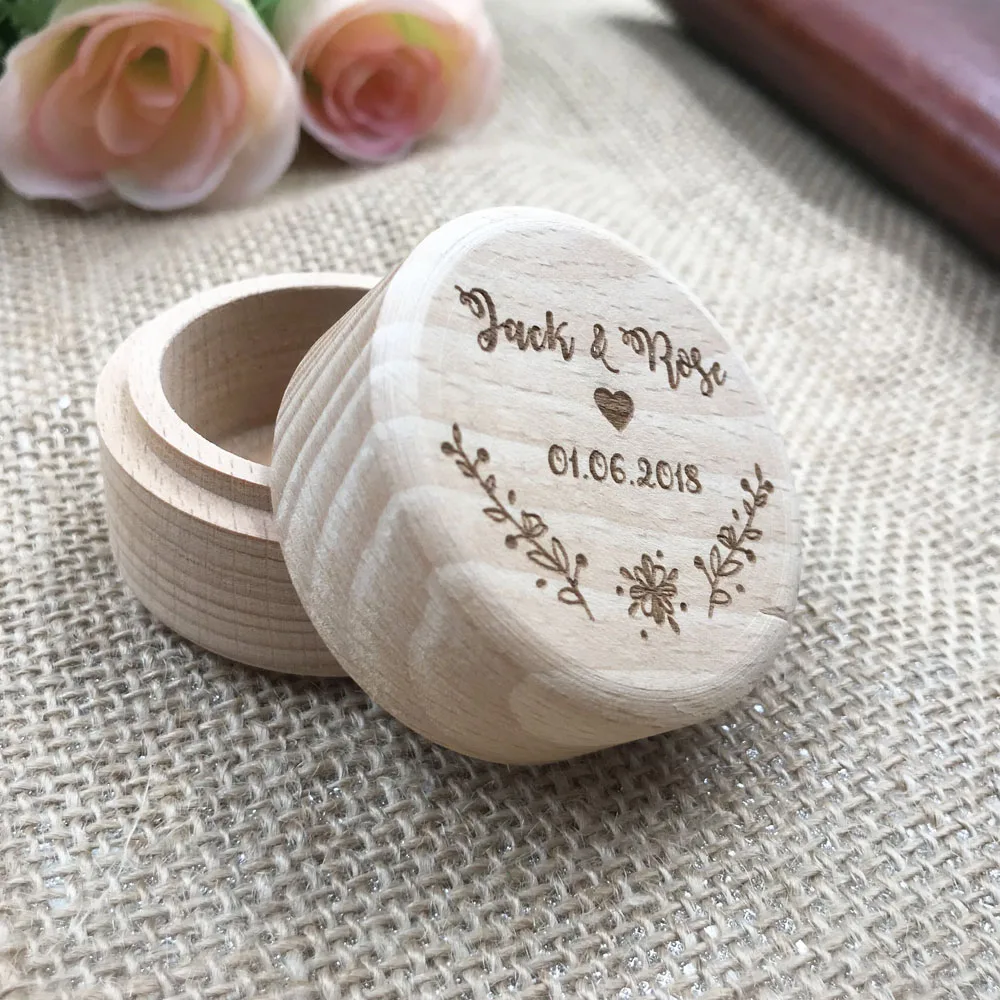 Персонализированная Свадебная/искусственная деревянная коробка для кольца